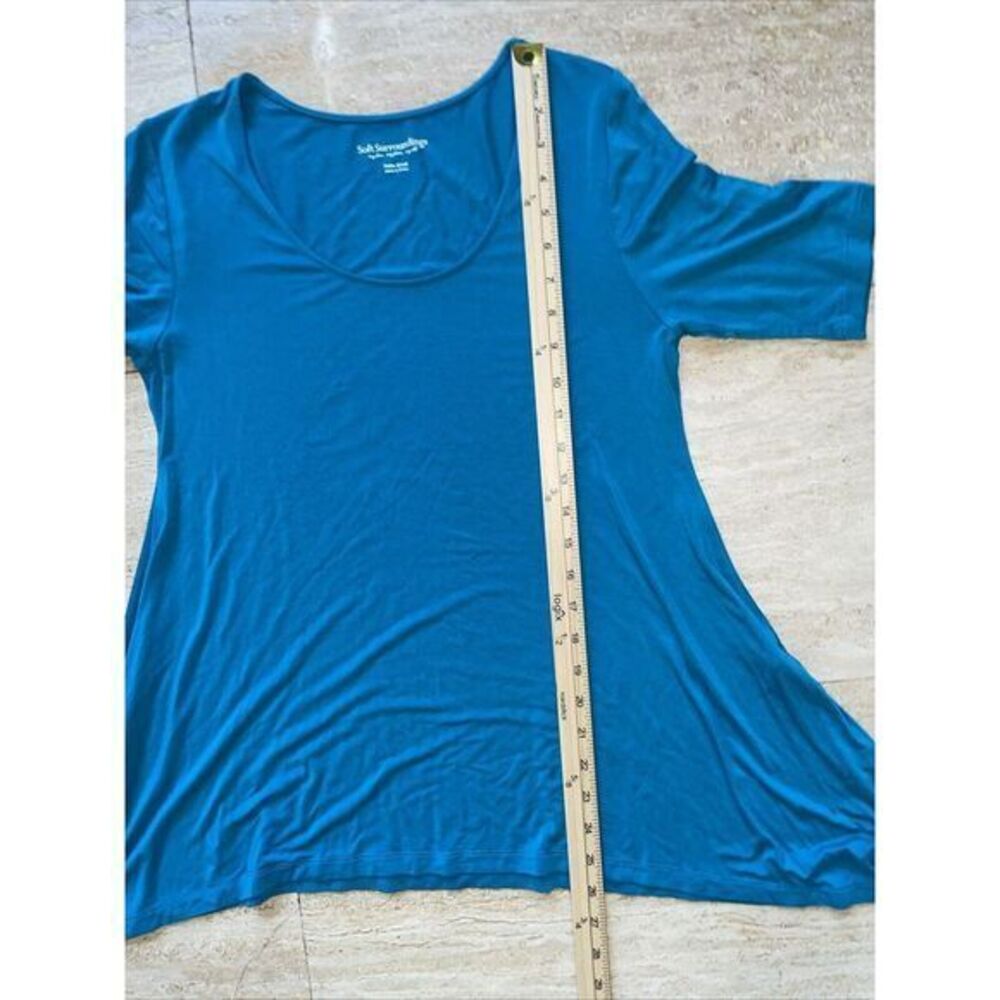 Soft Surroundings Womens Teal Blue Short Sleeve T-Shirt PS - Picture 4 of 6